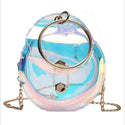 Women's Bag New Laser Transparent Handbag Shoulder Bag Fashion Chain All-match Messenger Bag Small round Bag Women