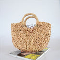 Women's Handbag Portable Straw Bag Beach Bag Fresh Hand-Woven Bag Semicircle Horizontal Square