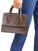 WOMEN'S HANDBAG BROWN PATTERNED LEATHER BAG WOMEN'S ACCESSORY WOMEN'S FASHION MADE IN TURKEY