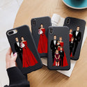 Fashion Baby  Girl Mom The red skir Woman Case For iPhone 7 8 Plus 12pro 11 PRO MAX XR XS MAX 12mini Silicone black Phone Cover