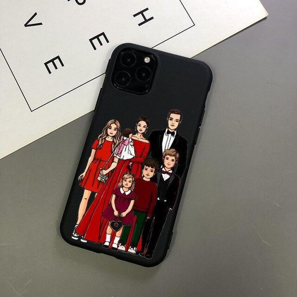 Fashion Baby  Girl Mom The red skir Woman Case For iPhone 7 8 Plus 12pro 11 PRO MAX XR XS MAX 12mini Silicone black Phone Cover