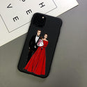 Fashion Baby  Girl Mom The red skir Woman Case For iPhone 7 8 Plus 12pro 11 PRO MAX XR XS MAX 12mini Silicone black Phone Cover