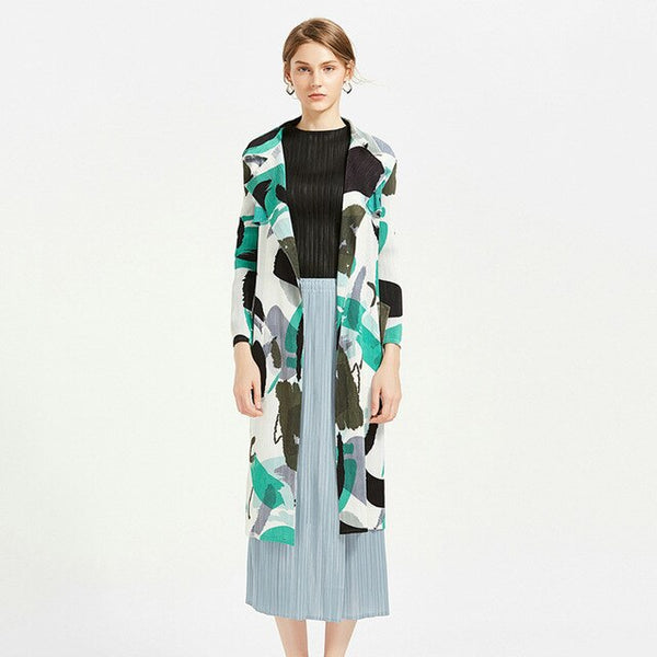Miyake Pleated summer korean trousers casual pants solid color wide leg pants with skir Belt half apron design pants TP2242