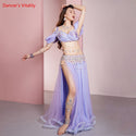 Belly Dance Suit Diamond-Studdedn Bra Split Long Skir Performance Clothes Set Female Adult High-End Top Competition Clothing