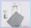 Double Doll Collar Jk School Uniform Cute Girl Daily Sailor Suit Dress Kawaii Exquisite Embroidery Bowknot Preppy Suit Top +skir
