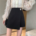 Minimalism Summer Women Solid Skirt Fashion Irregular High Waist Female Mini Skir Ruffle pleated skirt