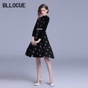 BLLOCUE 2020 Autumn Winter Runway Brand Two Piece Dress Women Black Bottoming Knitting Sweater + Wool Embroidery Stars Vest Skir