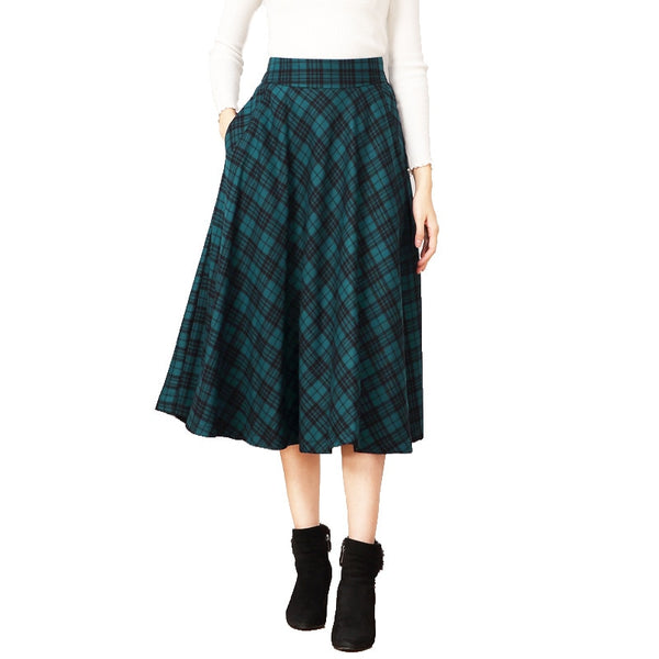 Origional Design 2019 Autumn And Winter New Style Plaid Skirt Retro A- line Dress High-waisted Mid-length Casual Plus-sized Skir