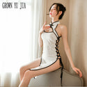 New Erotic Cosplay costume French Maid Uniform Temptation Sexy Bandage Retro Cheongsam Dress Porno qipao Hot Lingerie Sex Skir