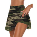 High Waisted Shorts Plus Size Drawstring Loose Shorts Women Camouflage Fake Two Piece Breathable Elastic Sports Shorts Mini Skir