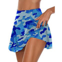 High Waisted Shorts Plus Size Drawstring Loose Shorts Women Camouflage Fake Two Piece Breathable Elastic Sports Shorts Mini Skir