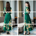 Hot Selling Online Celebrity 2019 New Style WOMEN'S Dress Popular Early Autumn Elegant Long-sleeved Dress Mid-length Floral Skir