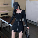 Make firm offers port taste show thin knitting dress sexy accept waist female goddess temperament van clothes bag hip split skir