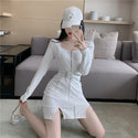 Make firm offers port taste show thin knitting dress sexy accept waist female goddess temperament van clothes bag hip split skir