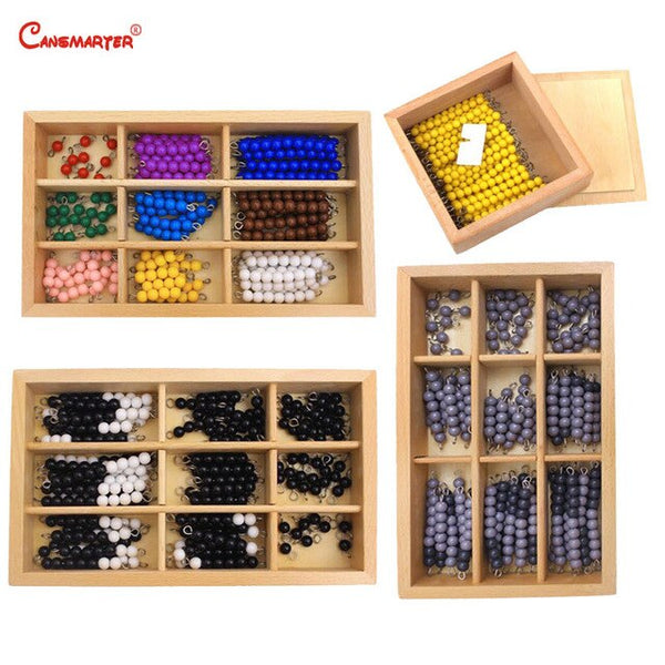 Montessori Math Sets Checker Board Beads Chains Educational Toys Box Early Education Number Game Exercise Wood Kids Toy MA042-S3