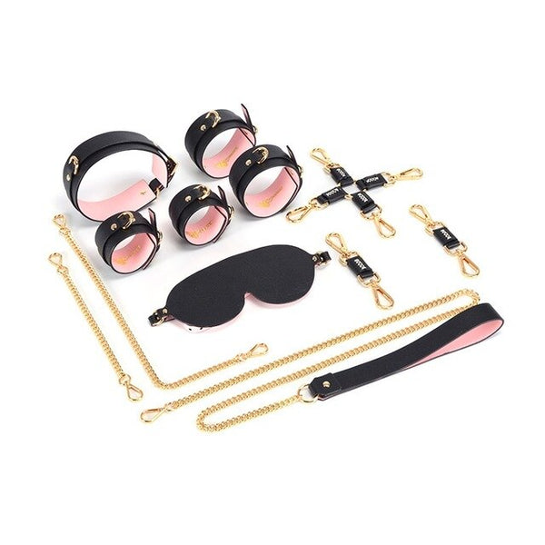 Women Men Sex Toys For BDSM Adult Sex Game Handcuff Blindfold Erotic Accessories Bondage Set Genuine Leather Cross Sex Cuffs