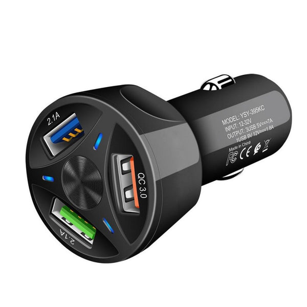 3 USB Ports Universal Car Charger QC 3.0 Fast USB Power Adapter Black White Fast Car ChargerCar Electronics Accessories