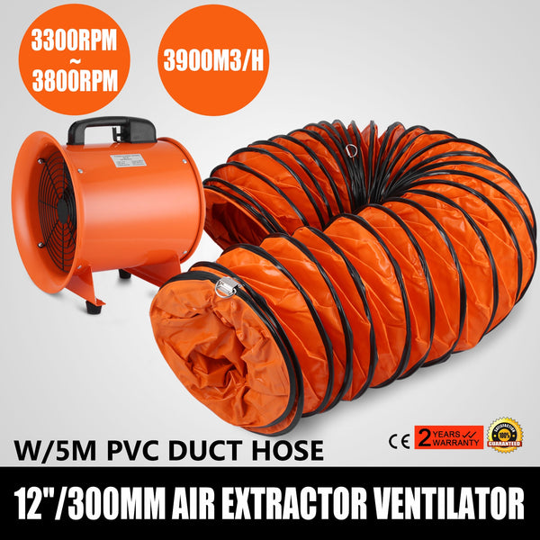 300mm Fume Extractor Dust / Fan + 5m Duct Basement Workshop Factories