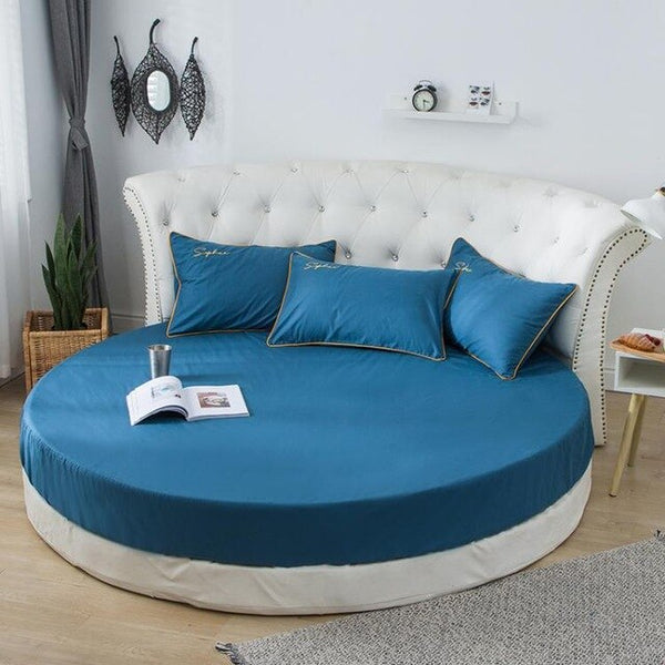1 pc /set 100% Cotton Round Fitted Sheet Solid Color Round Bed cover Bedding Set Mattress Cover Topper 200cm 220cm