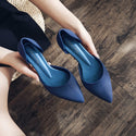 SANDRA JRR Women Jelly Heels Shoes Chunky Med Heel Pointed Toe Slip On Spring Summer Pumps Lady Sandals Office Work Rain Shoes