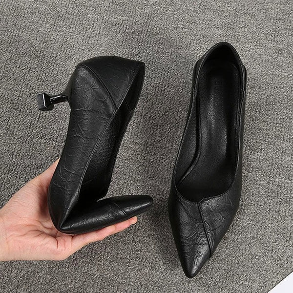 Women's Stiletto Heel 2020 Spring and Autumn New All-match Sexy Single Shoes Professional Work Shoes Black Small Leather Shoes