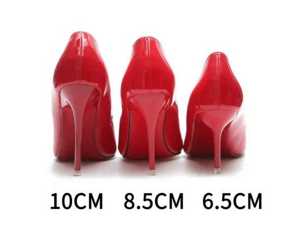 Black Work Shoes Women's Shoes Patent Leather Thin Heels High Heels Ladies Fashion Single Shoes Sexy Party Dress Pumps
