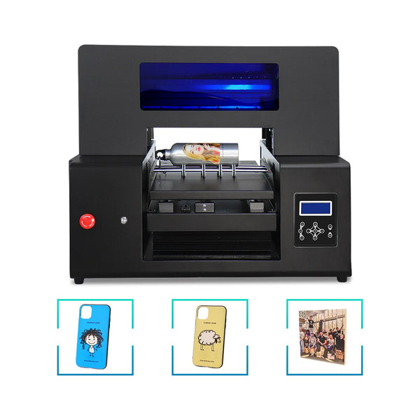 A3 uv printer for phone case a3 uv flatbed printer with White ink cycle For phone case bottle arcylic metal uv printing machine