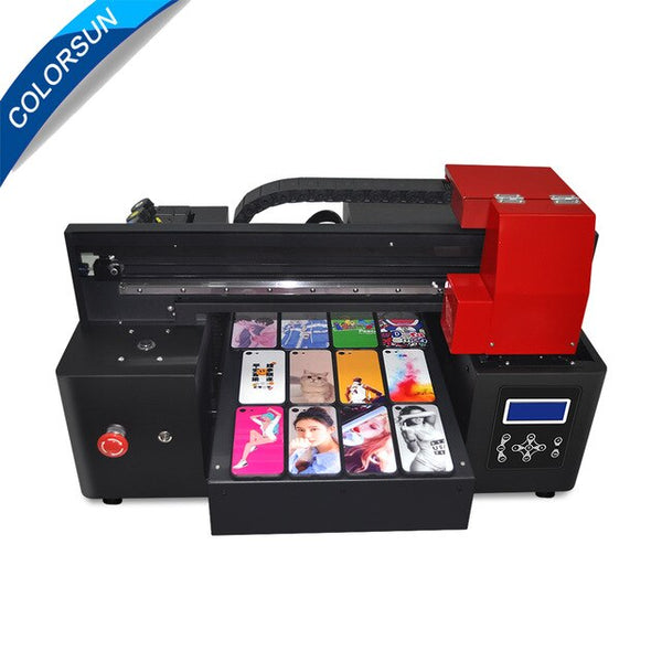 Colorsun Automatic uv flatbed printer A3+ digital uv printer for phone case wood glass metal UV printing machine XP600 printhead