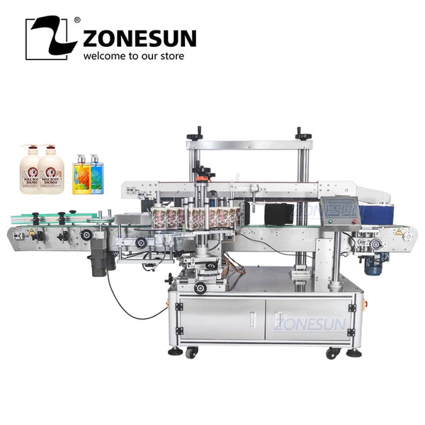 ZONESUN ZS-TB963 Automatic Round Bottles Labeling Stickers Printing Machine Large Rolling Shampoo Bottle Oval Square Bottle Date