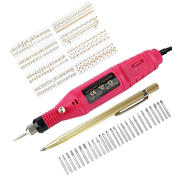 Electric Micro-Engraver Pen Mini Diy Engraving Tool Kit For Metal Glass Ceramic Plastic Wood Jewelry With Scriber Etcher 30 Bits