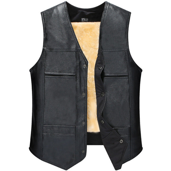 Ymwmhu PU Leather Waistcoat Men Motorcycle Vest Coat 2021 New Warm Autumn Sleeveless Jacket Velvet Solid Clothing Brand