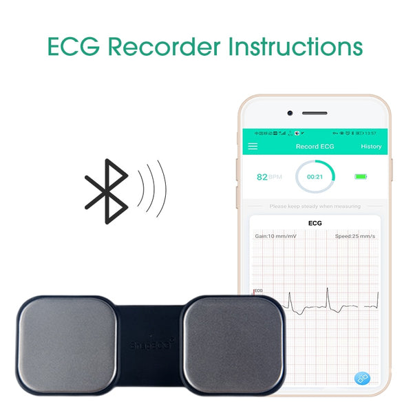 Handheld ECG Heart Monitor for Wireless Bluetooth Heart Without metal Electrodes Home Use EKG Monitoring ios Android Recording