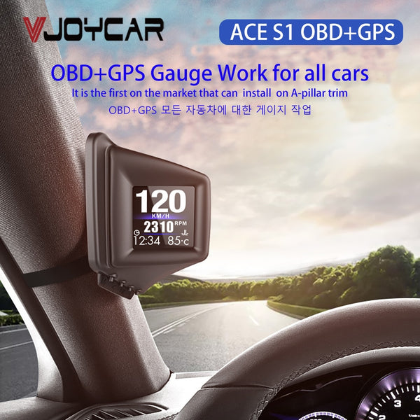 China New HUD GADGET OBD2+GPS HUD On-board Computer A-pillar trim Install RPM Turbo Pressure Oil & Water Temp. GPS Speedometer