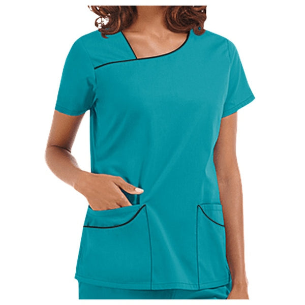 Hot Sales Women's nursing top Short Sleeve V-Neck Pocket Care Workers T-Shirt Tops Nursing Accessories uniformes clinicos mujer