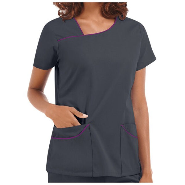 Hot Sales Women's nursing top Short Sleeve V-Neck Pocket Care Workers T-Shirt Tops Nursing Accessories uniformes clinicos mujer