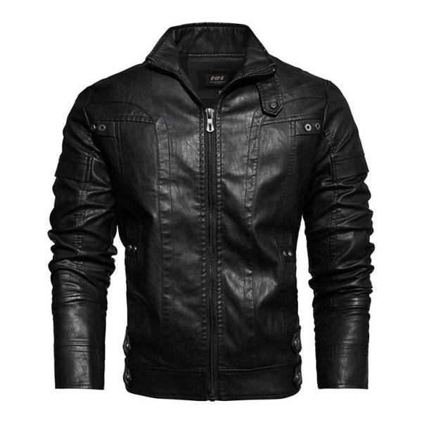 2021 Mens Motorcycle Jacket Autumn Winter Men New Faux PU Leather Jackets Casual Embroidery Biker Coat Zipper Fleece Jacket