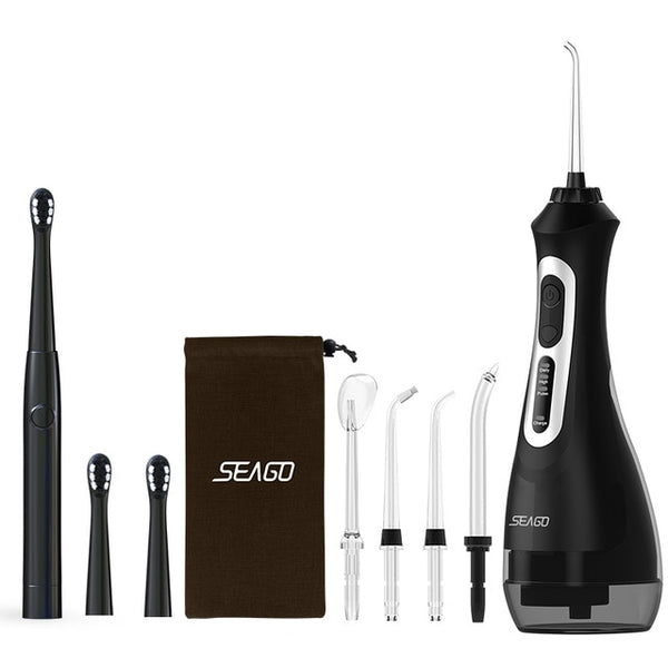 SEAGO USB Rechargeable Water Flosser Oral Irrigator Dental Portable 3 Modes 200ML Tank Water Jet Waterproof IPX7 Home