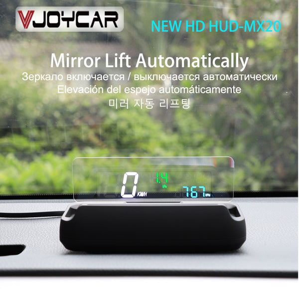 Vjoycar MX20 Mirror HUD OBD2 Speedometer Large & Clear Font RPM Speed Projector Clock Oil Consumption Auto Mirror ON & OFF