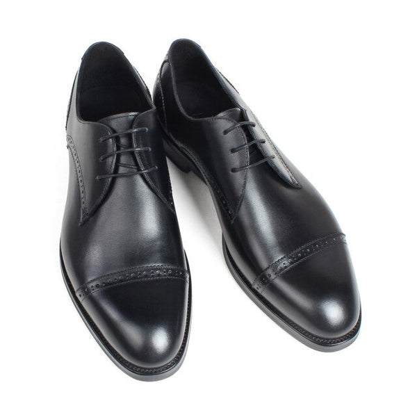 VIKEDUO Handmade Calf Leather Men's Shoes Plain Black Flat Wedding Office Business Dress Shoes Male Patina Derby Mans Footwear