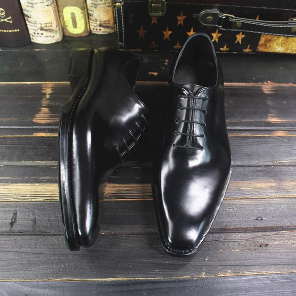 Sipriks Luxury Men's Italian Handmade Goodyear Welted Dress Shoes Imported Calf Leather Whole Cut Plain Oxfords Square Footwear