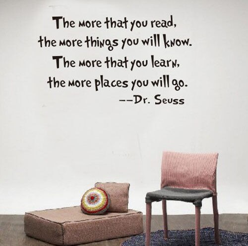 Removable Dr Seuss Wall Sticker Inspirational Education Black Wall Decals Stickers Decor Bedroom Living Room Classroom Offices