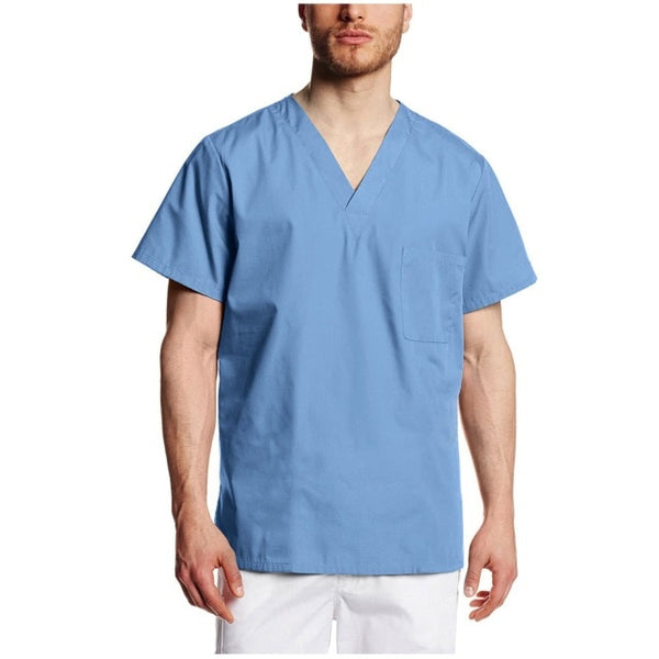 Nurse Uniform Men Tops Solid Color Short Sleeve V-neck Tops Nursing Working Uniform T-shirts Nurse  uniforme de enfermero hombre