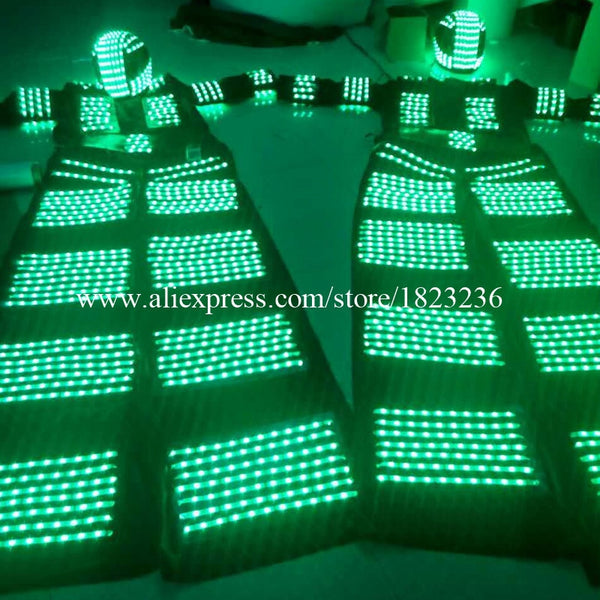 2 Sets Colorful LED Luminous Stilts Robot Costume With Led Helmet Illuminated Growing Light Kryoman Robot Suit Party Dress