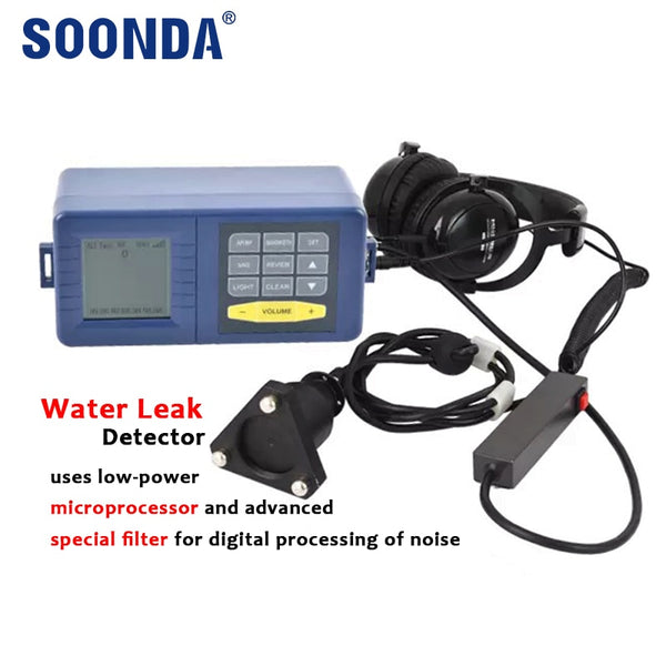 SOONDA Water Leak Detector Pipe Pipelines Plumbing Geophone Earphone Stethoscope Leakage Sensor Vehicle Maintenance Engine Car