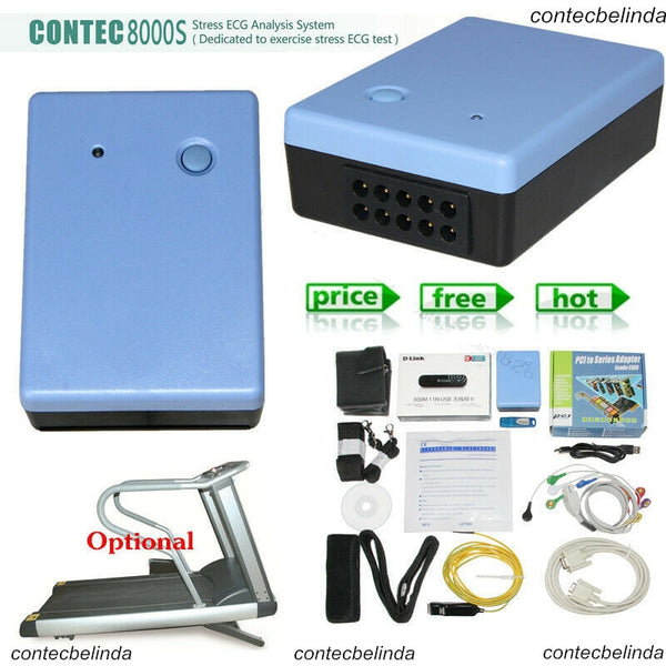 CONTEC 8000s WiFi Wireless 12-Lead STRESS TEST SYSTEM EKG MACHINE WiFi software Promotion Price Factory Sale