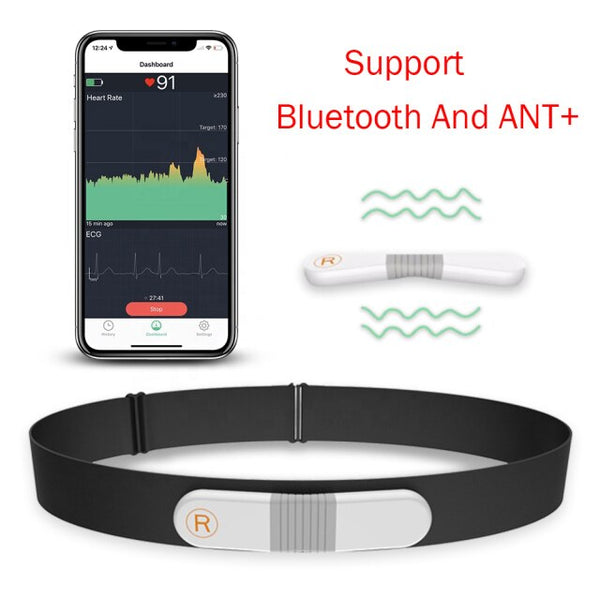 ANT + protocol Bluetooth EKG Heart Rate Monitor Wireless ECG Machine Exercise with Alarm Aerobic Exercise Data Synchronization