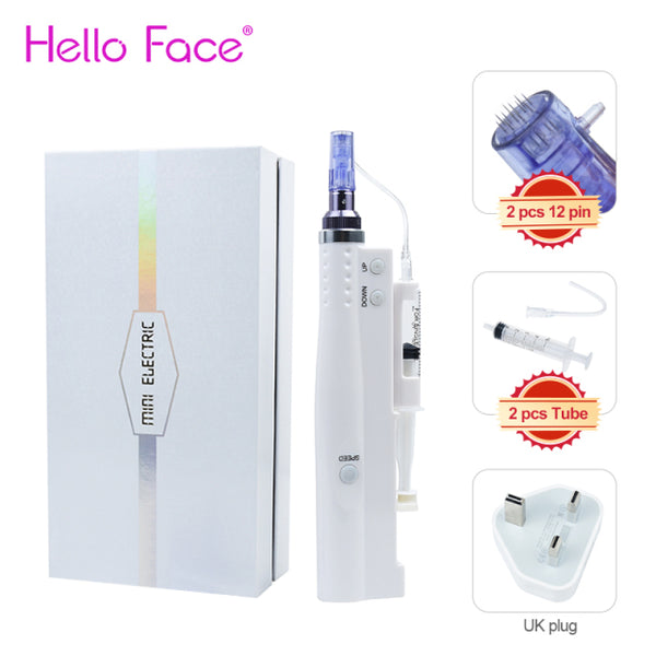 Hydra Injector Aqua Derma Pen With 12 Pin Needles and Tube 2 in 1 Portable Smart Pen Facial Machine