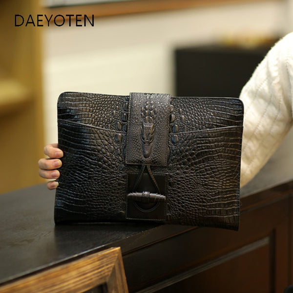 New Trend Men Leather Briefcases Small Bag Crocodile Grain Hand Bag Male Briefcase For 9.7" IPAD A4 File Maletin Mujer
