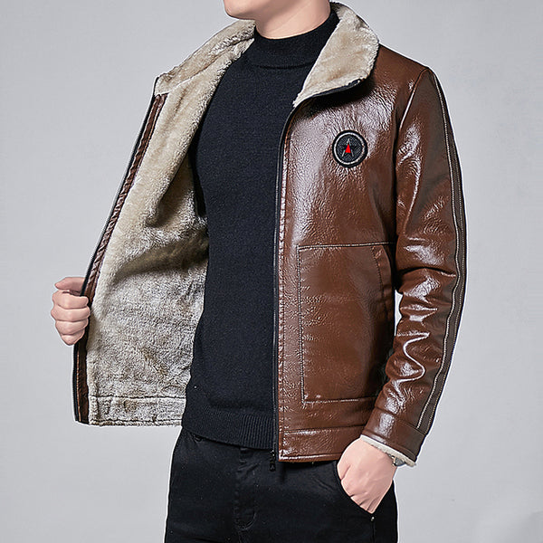 Men Winter New Leather Jackets Autumn and Winter Fur Coat with Fleece Warm Fur Pu Jacket Biker Warm Leather CSL559 4XL