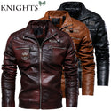 Street Knights Leather Jacket Men Winter Fleece Motorcycle Pu Leahter Jacket Male Stand Collar Casual Windbreaker Slim Coat 7Xl